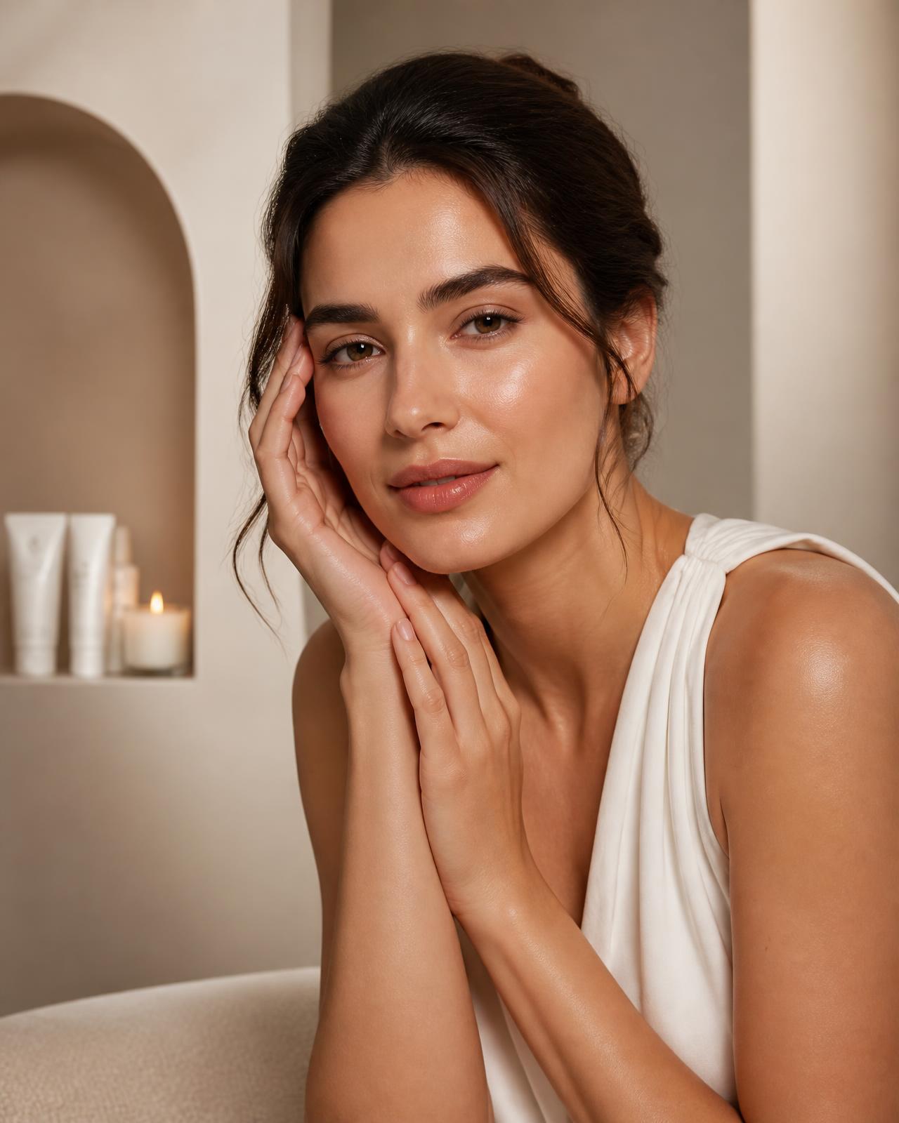 Kundin mit strahlender Haut im Luna Beauty Studio in Stuttgart