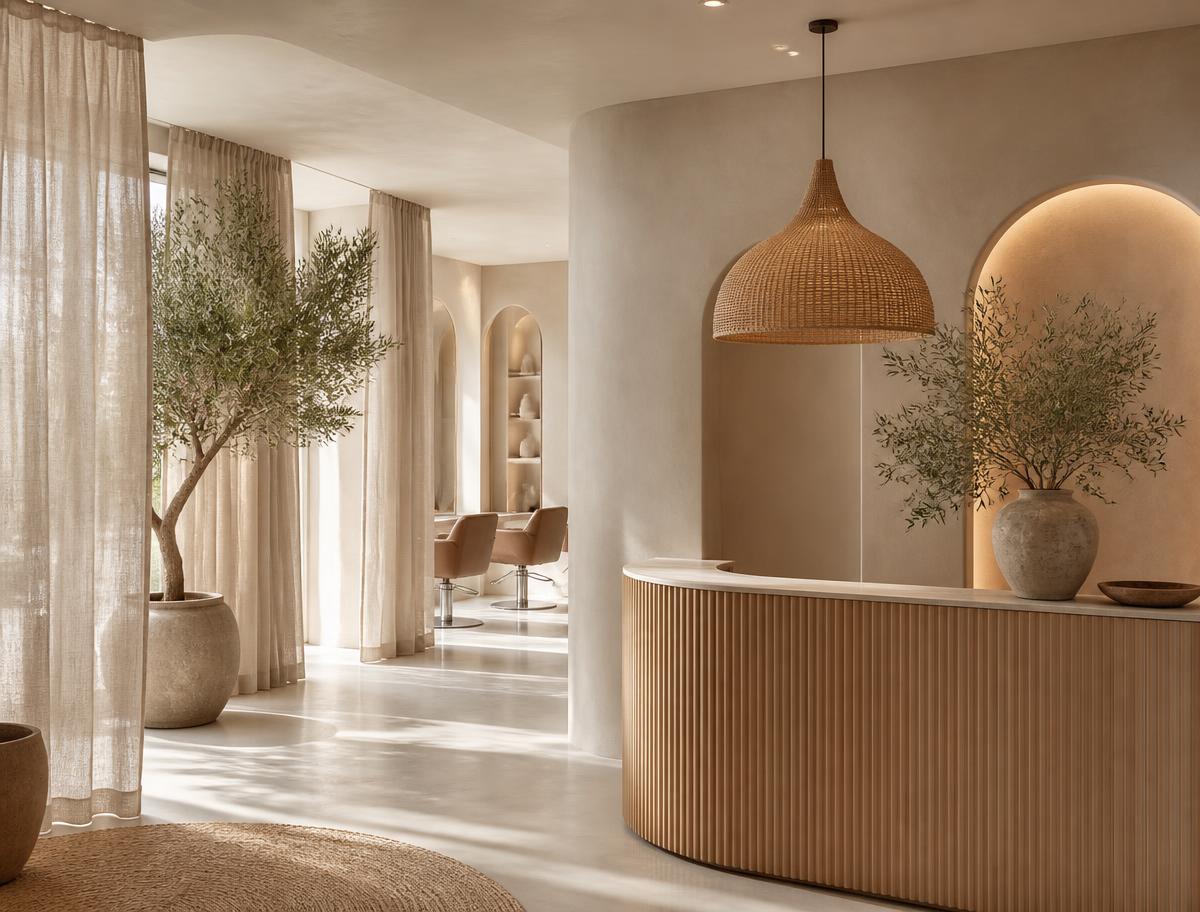 Heller, ruhiger Empfangsbereich des Luna Beauty Studio