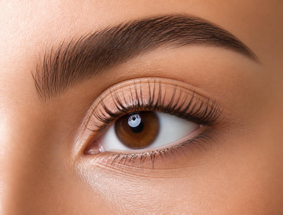 Nahaufnahme von Wimpernlifting und Brow Styling